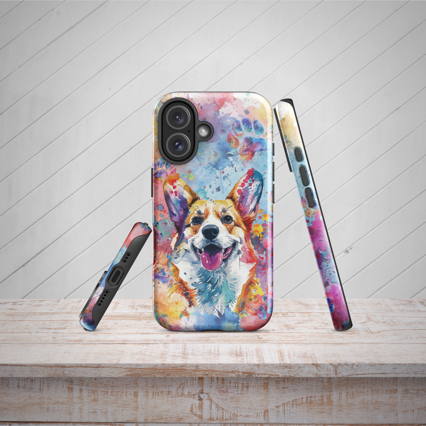 Corgi iPhone Case, Cute Dog Cell Phone Case, Watercolor Art, iPhone 16/15/14/13/12/11 Pro Max/Pro/Plus/Mini, Tech Accessory, Pet Phone Case