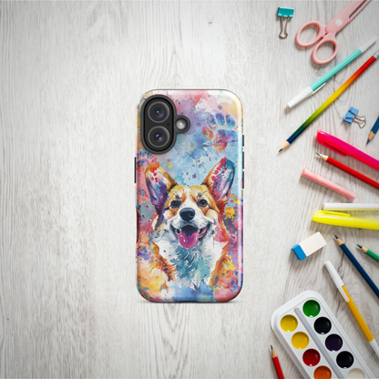 Corgi iPhone Case, Cute Dog Cell Phone Case, Watercolor Art, iPhone 16/15/14/13/12/11 Pro Max/Pro/Plus/Mini, Tech Accessory, Pet Phone Case