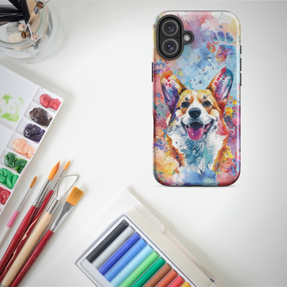 Corgi iPhone Case, Cute Dog Cell Phone Case, Watercolor Art, iPhone 16/15/14/13/12/11 Pro Max/Pro/Plus/Mini, Tech Accessory, Pet Phone Case