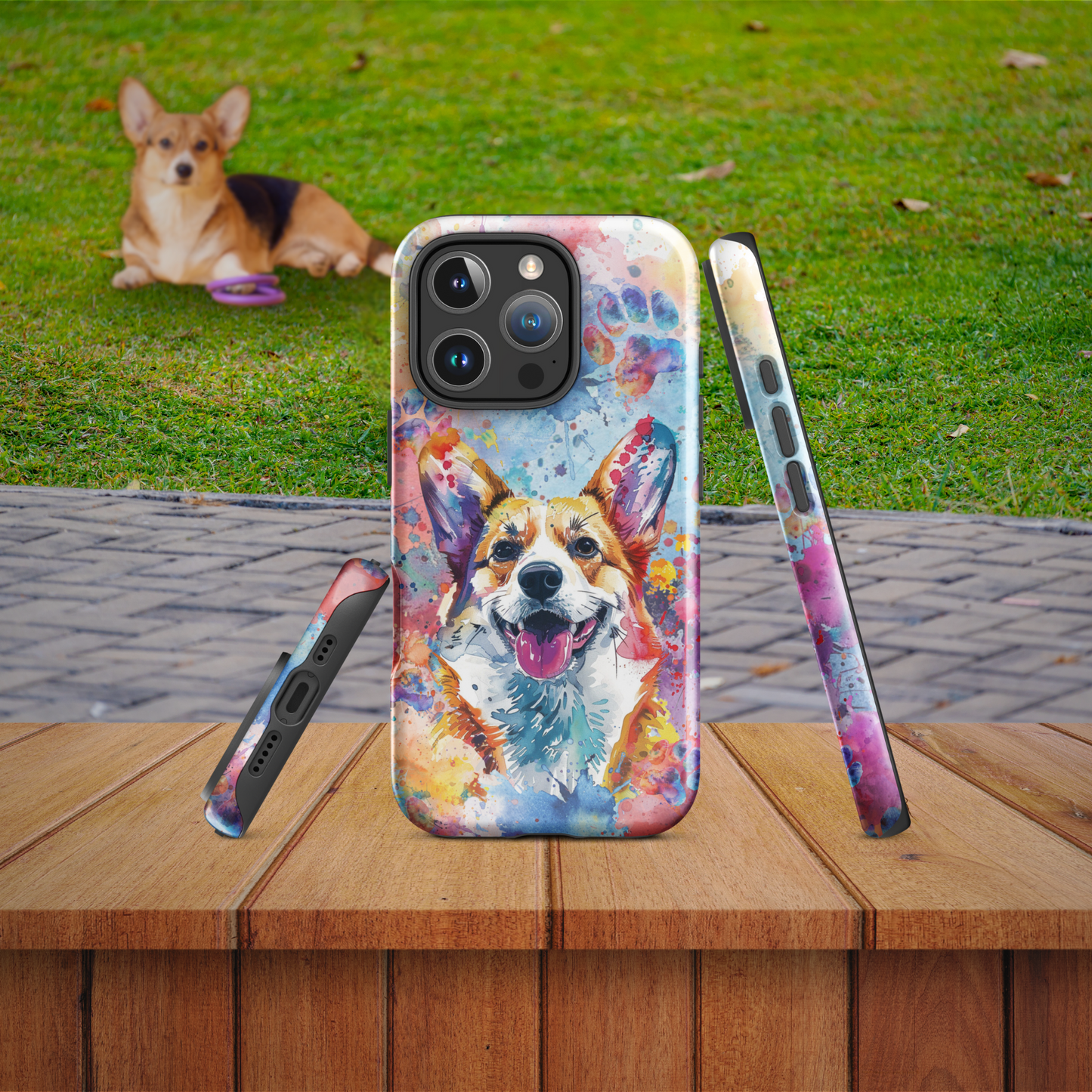 Corgi iPhone Case, Cute Dog Cell Phone Case, Watercolor Art, iPhone 16/15/14/13/12/11 Pro Max/Pro/Plus/Mini, Tech Accessory, Pet Phone Case