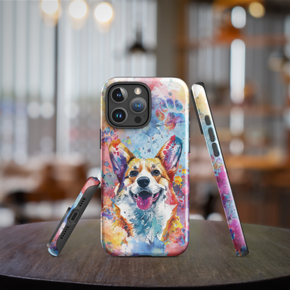 Corgi iPhone Case, Cute Dog Cell Phone Case, Watercolor Art, iPhone 16/15/14/13/12/11 Pro Max/Pro/Plus/Mini, Tech Accessory, Pet Phone Case