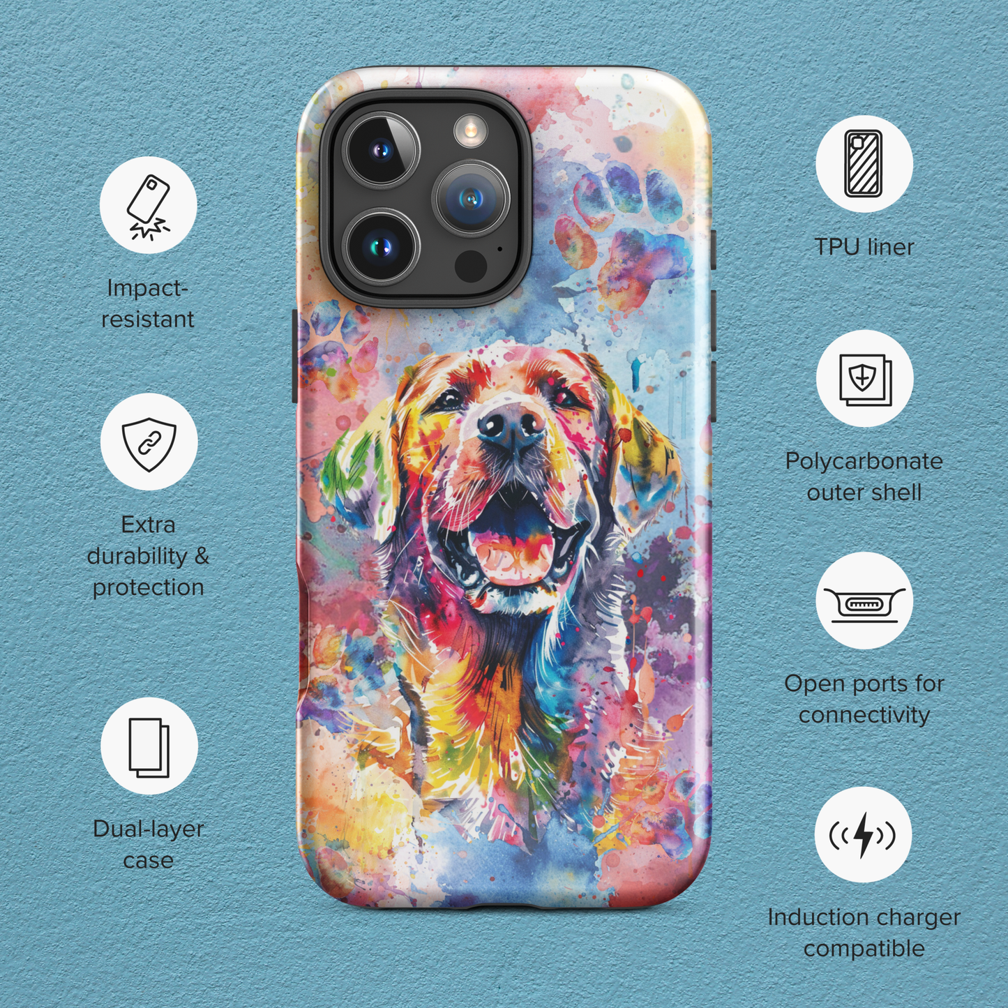 Labrador Retriever iPhone Case, Cute Dog Cell Phone Case, Watercolor Art, iPhone 16/15/14/13/12/11 Pro Max/Pro/Plus/Mini, Tech Accessory