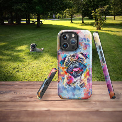 Pug iPhone Case, Colorful Watercolor, Cute Dog Phone Case, for iPhone 16 Pro Max - iPhone 11, Art, Technology Accessories, Cell Phone Case