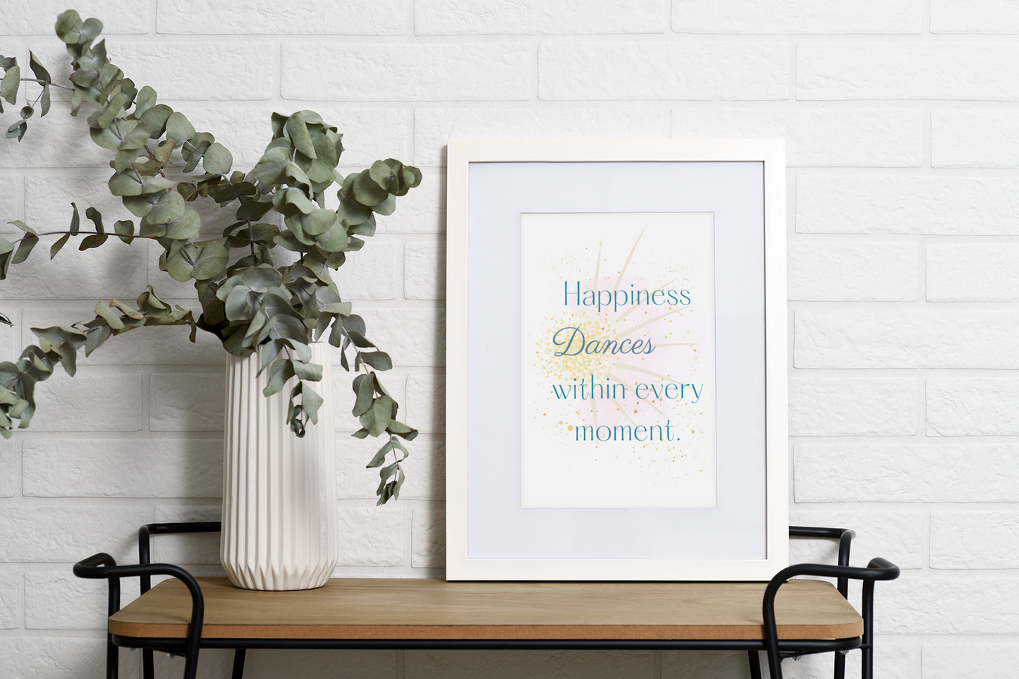 Happiness Dances within every moment | Inspirational Wall Art | Minimal Art | Watercolor Poster | Living in the Moment | Zen | Dance Print