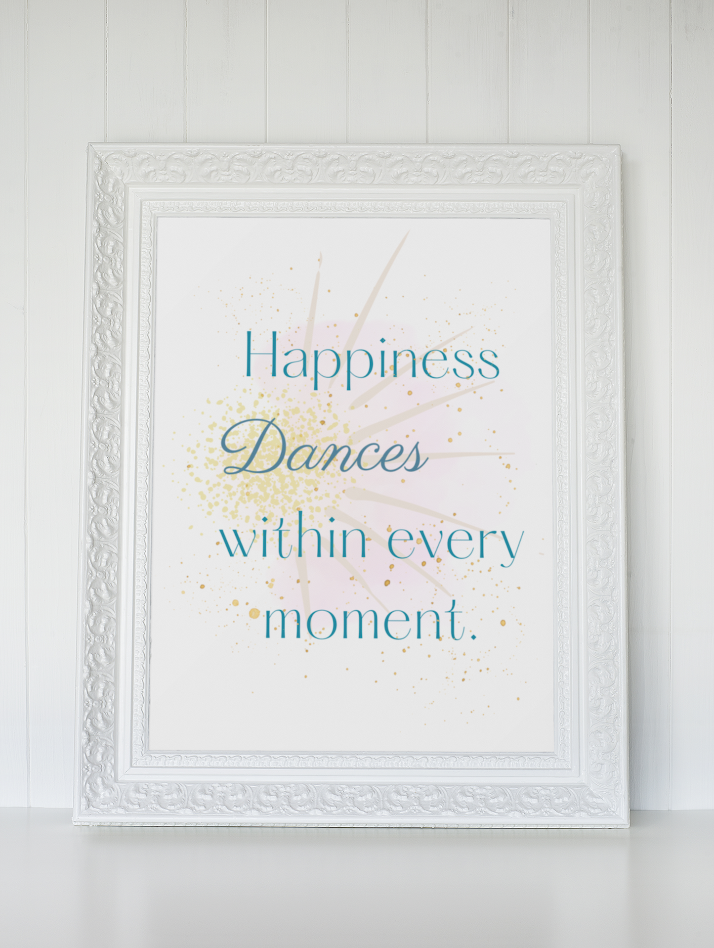 Happiness Dances within every moment | Inspirational Wall Art | Minimal Art | Watercolor Poster | Living in the Moment | Zen | Dance Print