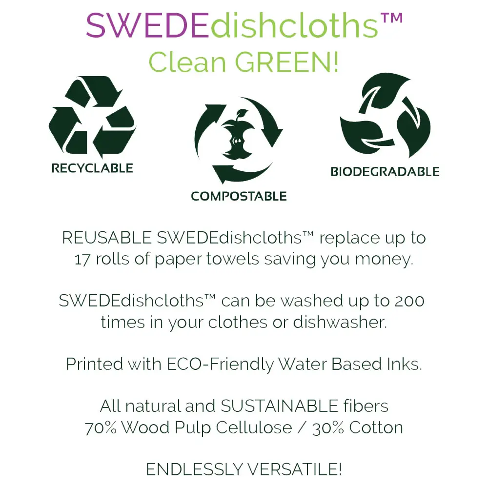 Swedish Eco-Friendly Dishcloth | Beautifully Design Cloths | Flowers | Trees | Owls | Shells | Reduce Waste | Compostable